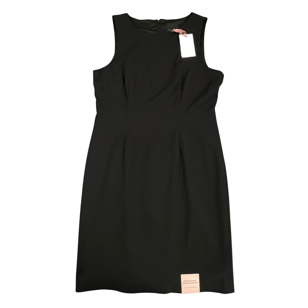 Alex Marie Carrie Suiting Dress Womens 14 Black Sleeveless Sheath Anywhere NWT